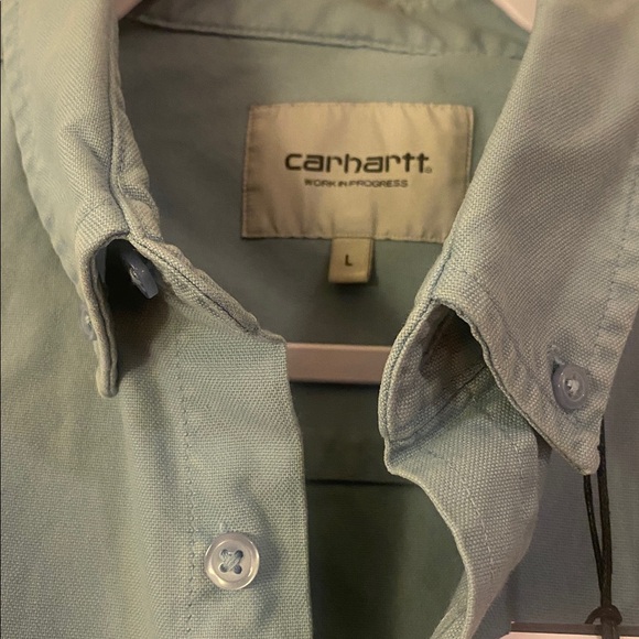 Carhartt WIP LS Bolton Button Down Light Frosted Blue Casual Shirt Sz L.  NWT - Picture 3 of 6